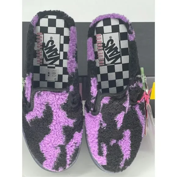 Vans Sneaker Classic‎ Slip On Mule Ireneisgood Women 5.5 Fuzzy Purple Black New